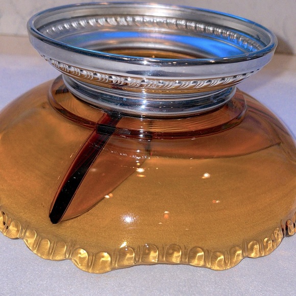 Farber Bros Krome Kraft 3 Part Divided Dish Vintage Amber Excellent Condition - Picture 5 of 6